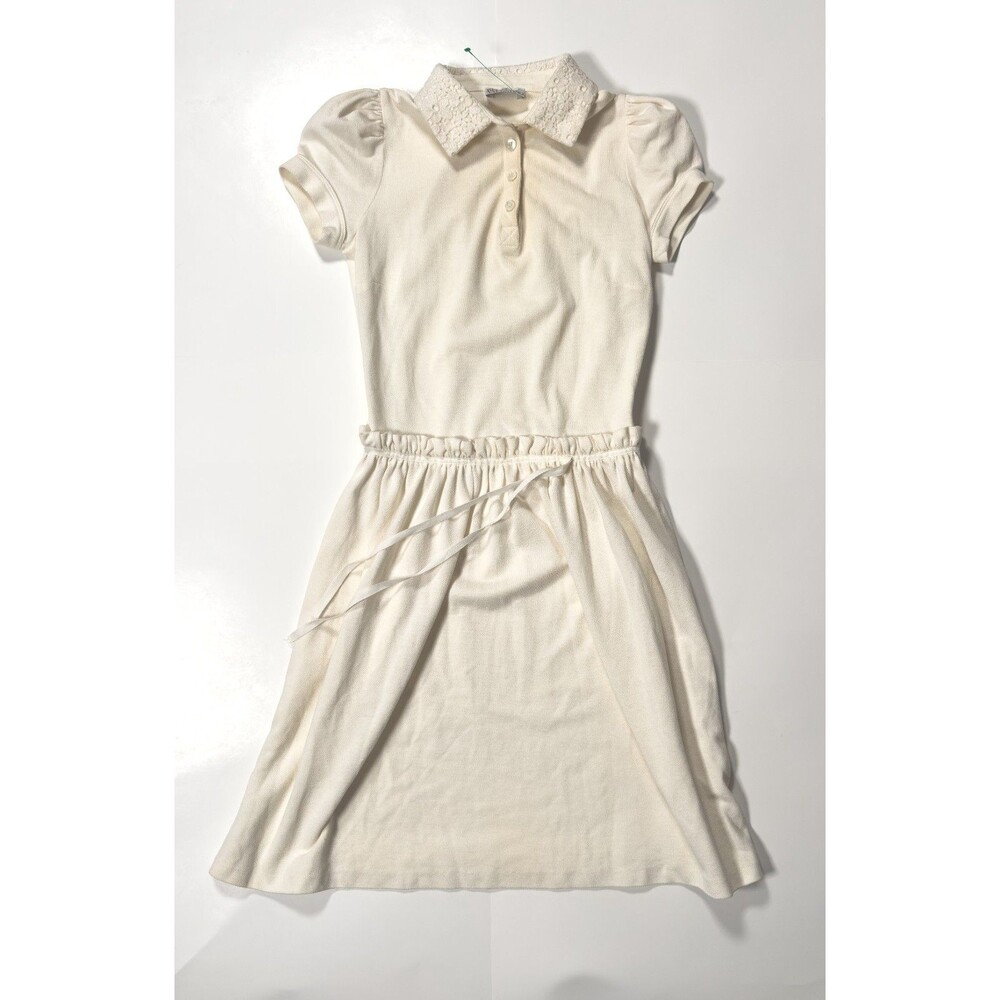 Red Valentino Women's Cream Short Sleeve Polo Knit Mini Dress SZ XS